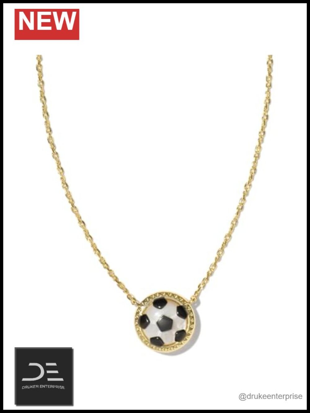 14k Gold Plated Soccer Ball Mother of Pearl Pendant Necklace 19"